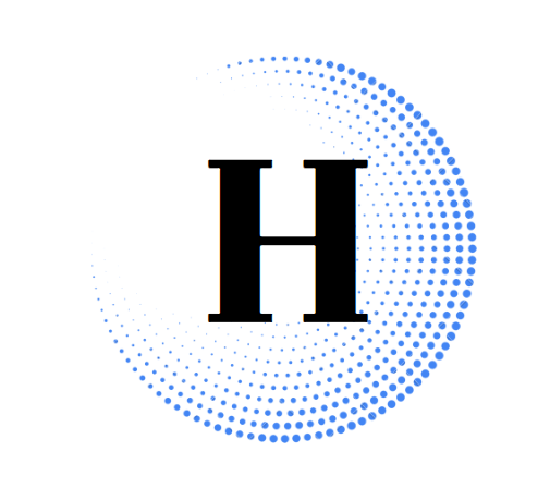 Horizon logo blue black white background